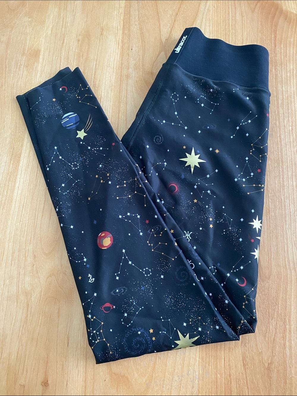 Ultracor Black Cosmic Constellation Leggings with Shiny Stars